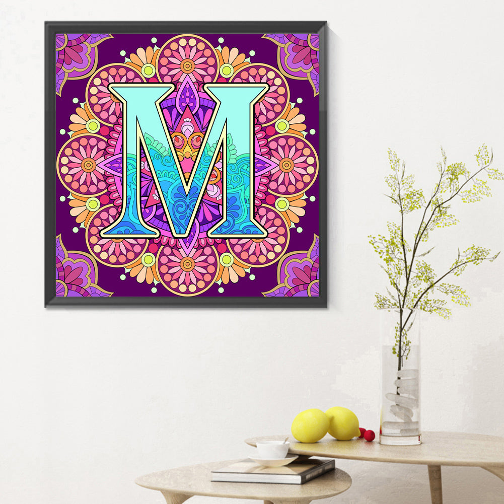 Mandala Letter M - Full Round Drill Diamond Painting 30*30CM