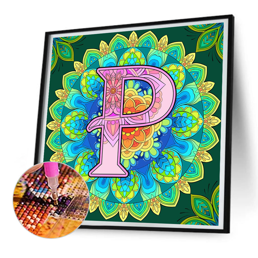 Mandala Letter P - Full Round Drill Diamond Painting 30*30CM