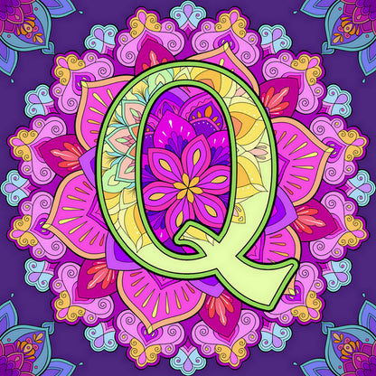 Mandala Letter Q - Full Round Drill Diamond Painting 30*30CM