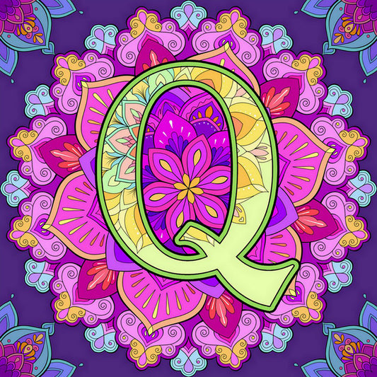 Mandala Letter Q - Full Round Drill Diamond Painting 30*30CM