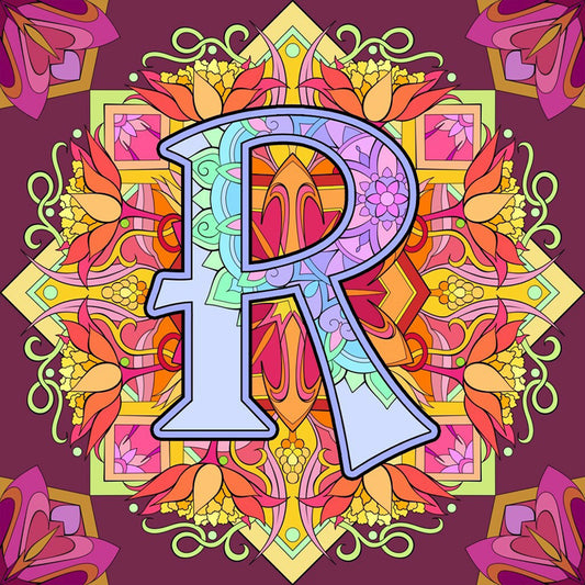 Mandala Letter R - Full Round Drill Diamond Painting 30*30CM