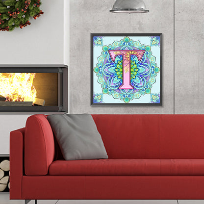 Mandala Letter T - Full Round Drill Diamond Painting 30*30CM