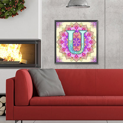 Mandala Letter U - Full Round Drill Diamond Painting 30*30CM