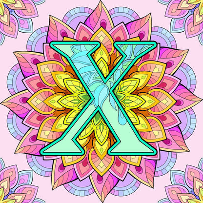 Mandala Letter X - Full Round Drill Diamond Painting 30*30CM