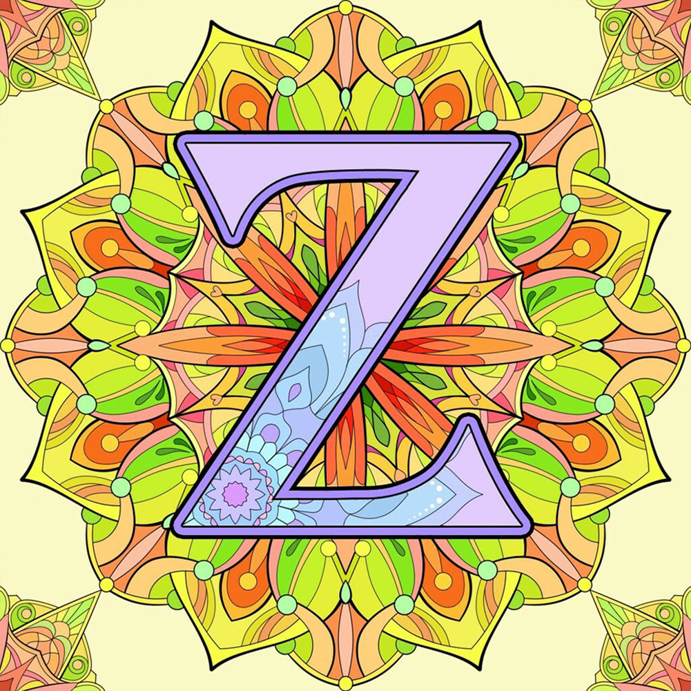 Mandala Letter Z - Full Round Drill Diamond Painting 30*30CM