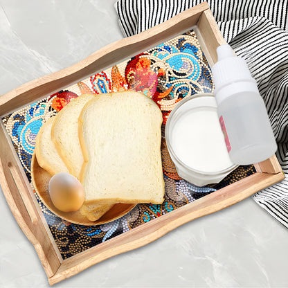 Diamond Painting Decorative Trays with Handle Coffee Table Tray for Serving Food