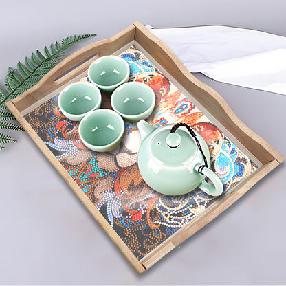 Diamond Painting Decorative Trays with Handle Coffee Table Tray for Serving Food