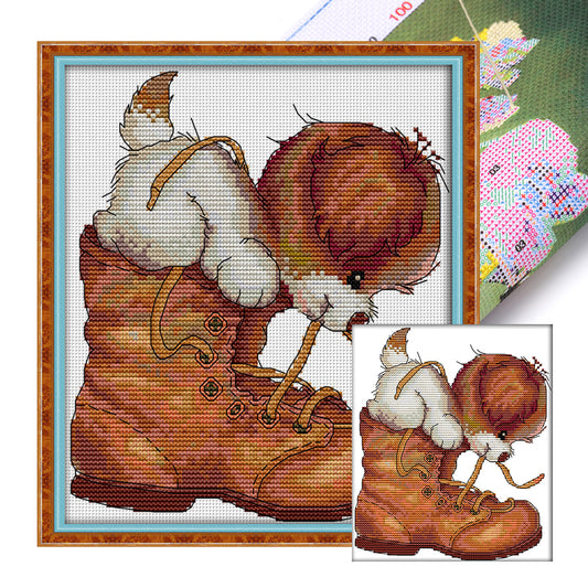 Dogs And Shoes - 14CT Stamped Cross Stitch 21*25CM£¨Joy Sunday£©