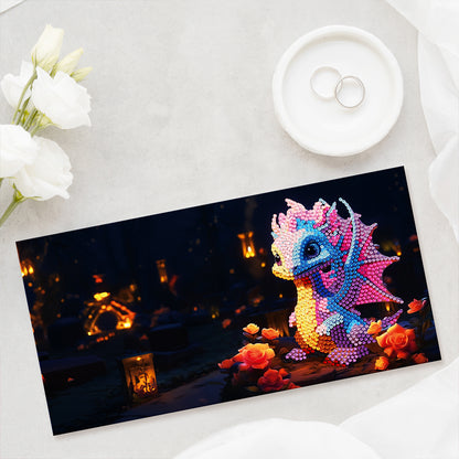 8PCS Special Shape Diamond Handmade Card Diamond Painting Card (Dragon #1)