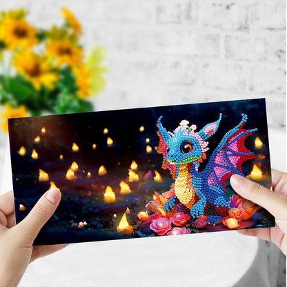 8PCS Special Shape Diamond Handmade Card Diamond Painting Card (Dragon #1)