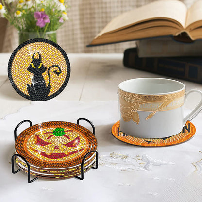 6PCS Round Diamond Painting Coasters Kits for Adults Kids Beginner Gift Supplies