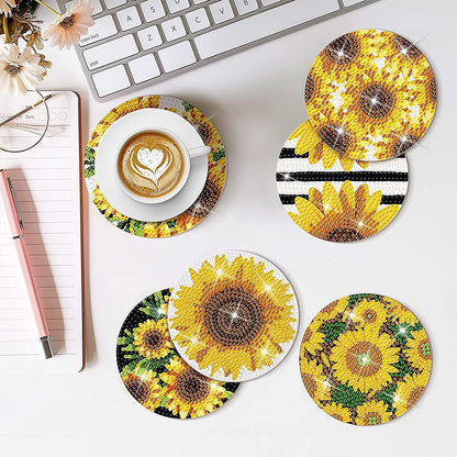 8PCS Special Shape Diamond Painting Coasters Kits (Sunflowers)