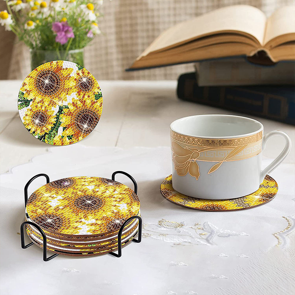 8PCS Special Shape Diamond Painting Coasters Kits (Sunflowers)