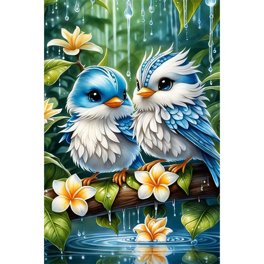 Blue And White Bird - Full Round Drill Diamond Painting 40*60CM