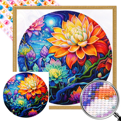 Lotus - Full AB Drill Round Diamond Painting 30*30CM