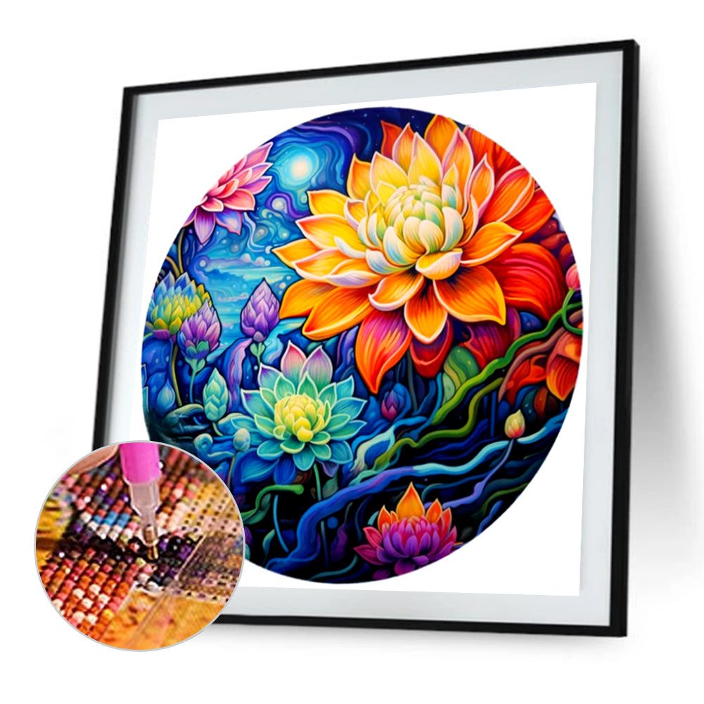 Lotus - Full AB Drill Round Diamond Painting 30*30CM