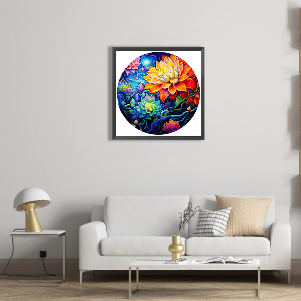 Lotus - Full AB Drill Round Diamond Painting 30*30CM