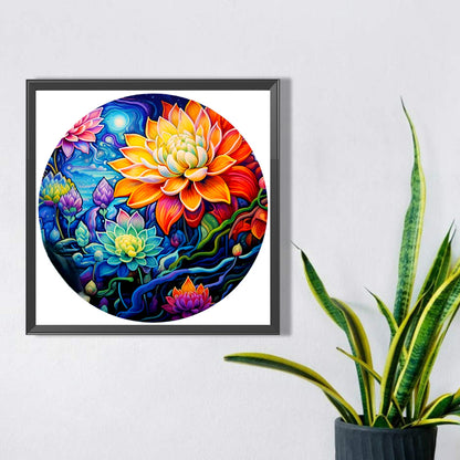 Lotus - Full AB Drill Round Diamond Painting 30*30CM