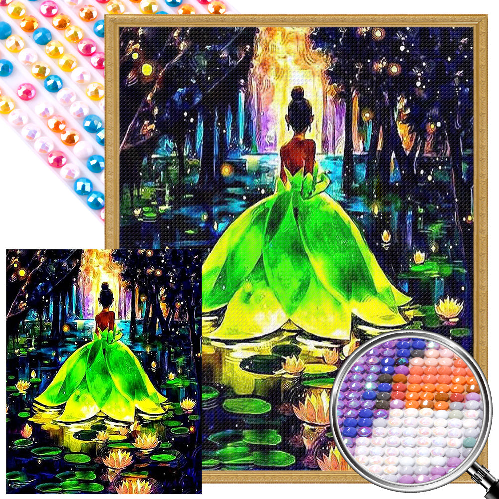 Power-Lotus Fairy - Full AB Drill Round Diamond Painting 40*50CM