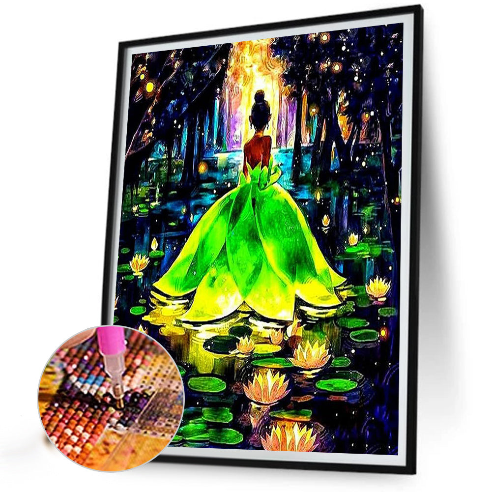 Power-Lotus Fairy - Full AB Drill Round Diamond Painting 40*50CM