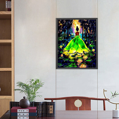 Power-Lotus Fairy - Full AB Drill Round Diamond Painting 40*50CM