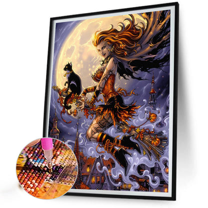 Halloween Witch - Full AB Drill Round Diamond Painting 40*55CM