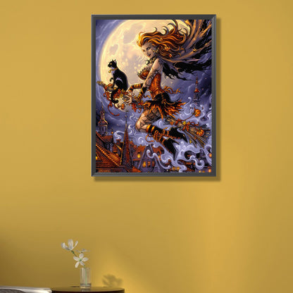 Halloween Witch - Full AB Drill Round Diamond Painting 40*55CM