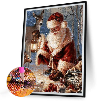 Santa Claus And Animals - Full Round Drill Diamond Painting 30*40CM