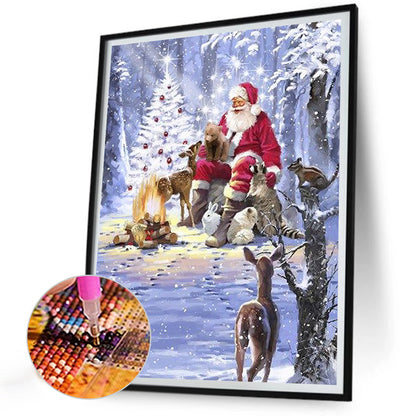 Santa Claus And Animals - Full Round Drill Diamond Painting 30*40CM