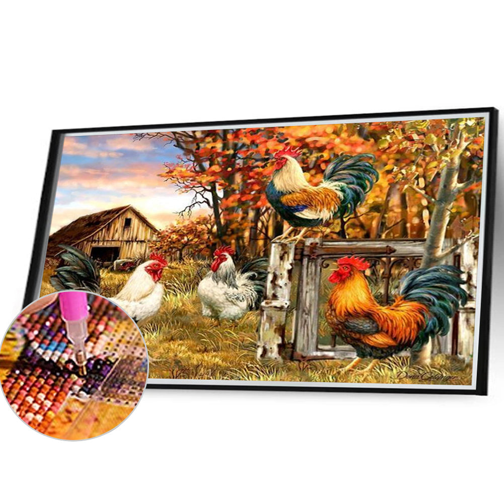 Country Cock - Full Round Drill Diamond Painting 40*30CM