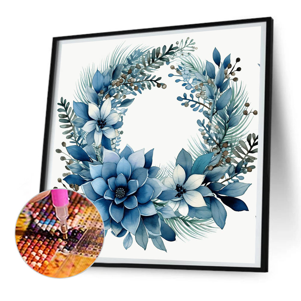 Blue Garland - Full Round Drill Diamond Painting 30*30CM