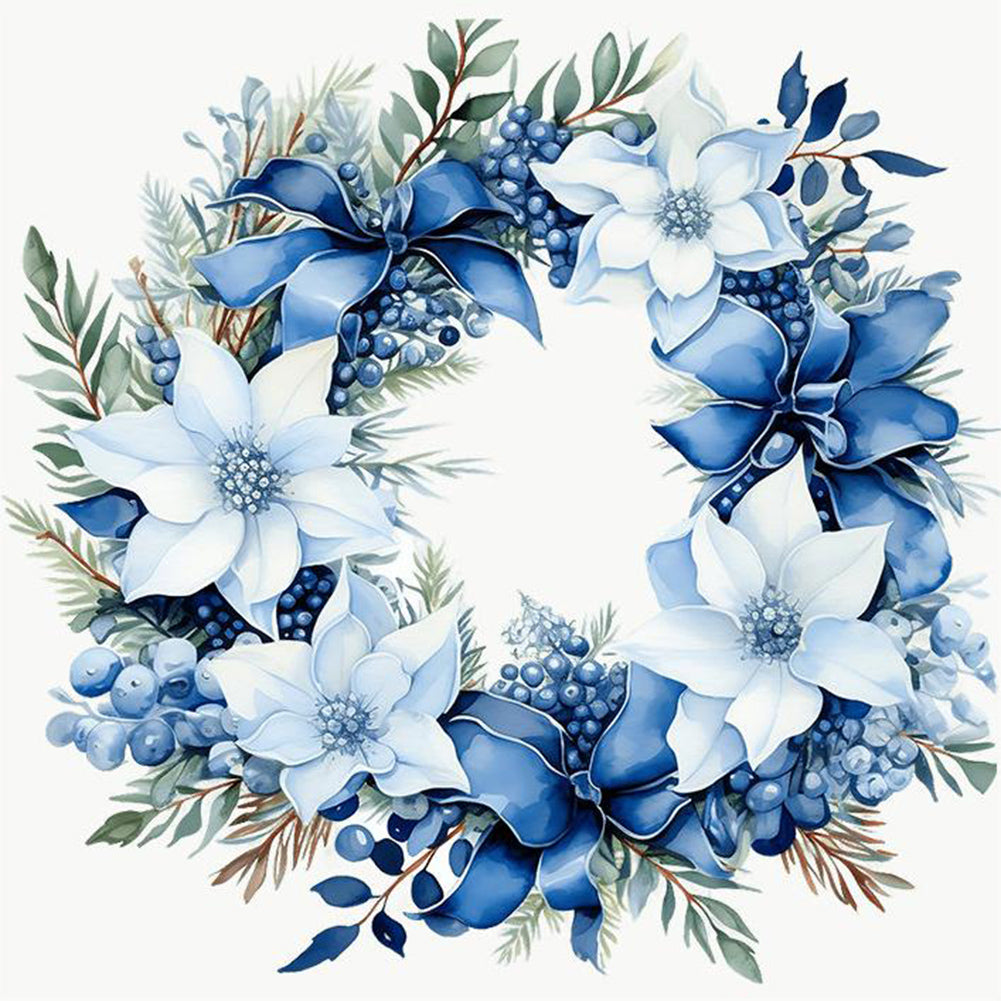 Blue Garland - Full Round Drill Diamond Painting 30*30CM