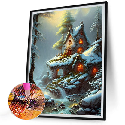 Snow Cabin - Full Round Drill Diamond Painting 30*40CM