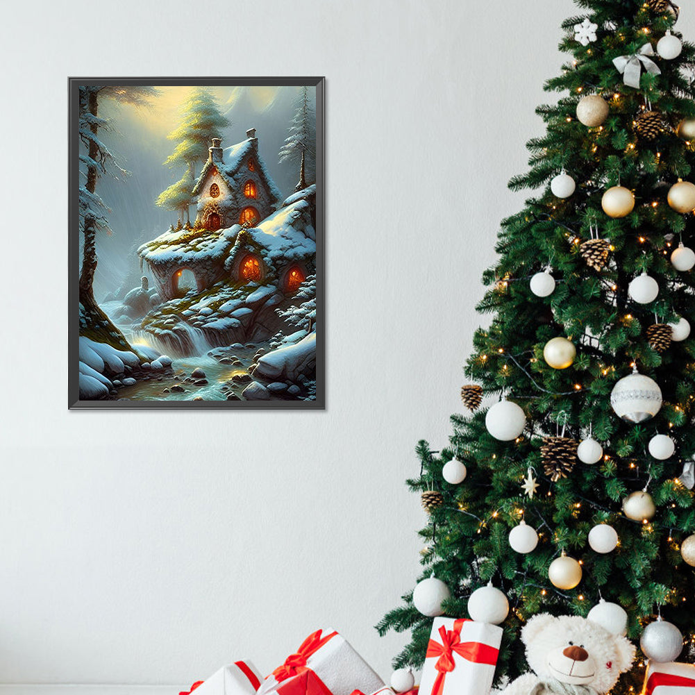 Snow Cabin - Full Round Drill Diamond Painting 30*40CM