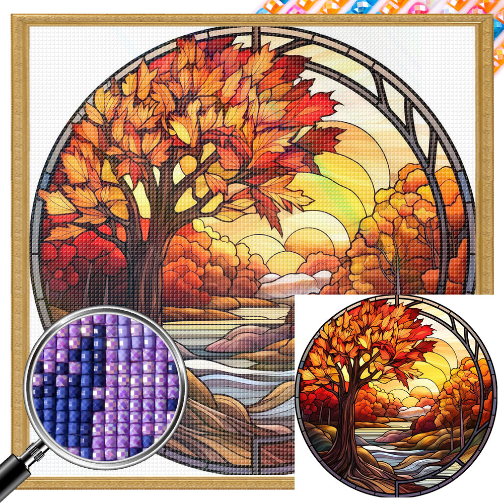 Autumn Maple Leaves - Full AB Drill Square Diamond Painting 30X30CM