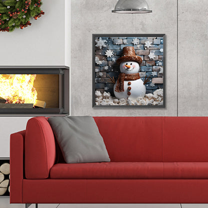 Smiling Snowman - Full Round Drill Diamond Painting 30*30CM