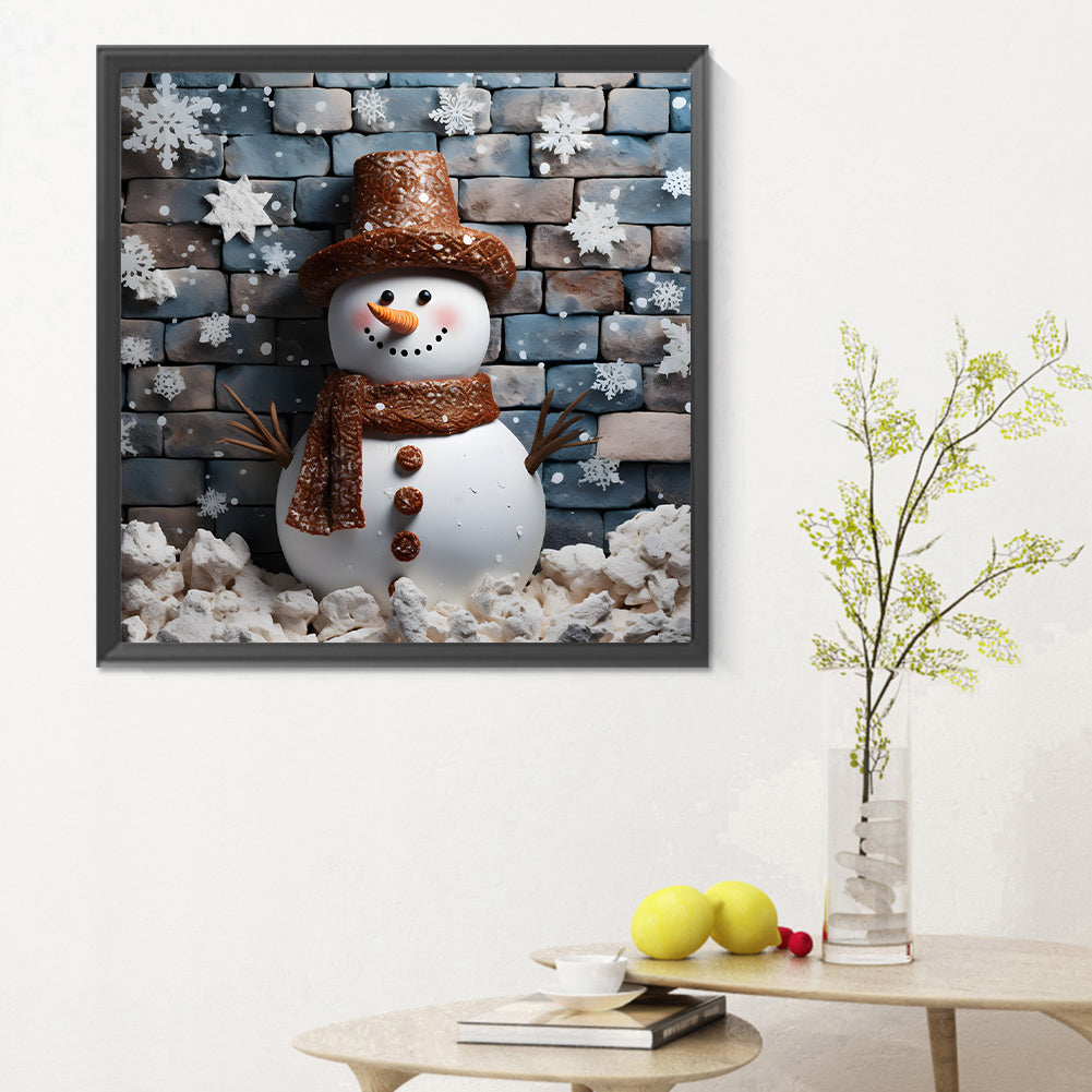 Smiling Snowman - Full Round Drill Diamond Painting 30*30CM