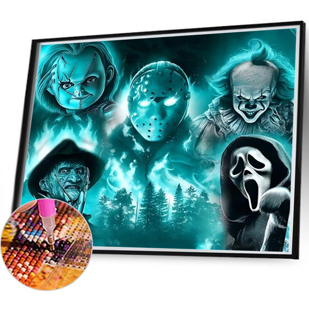 Halloween Scary Characters - Full Round Drill Diamond Painting 45*40CM