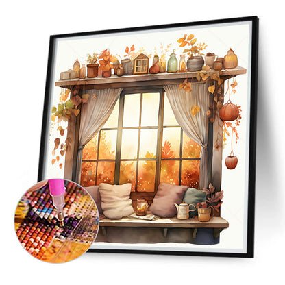 A Corner Of The Autumn Cabin - Full Round Drill Diamond Painting 40*40CM