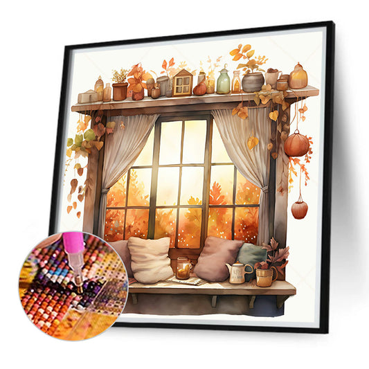 A Corner Of The Autumn Cabin - Full Round Drill Diamond Painting 40*40CM