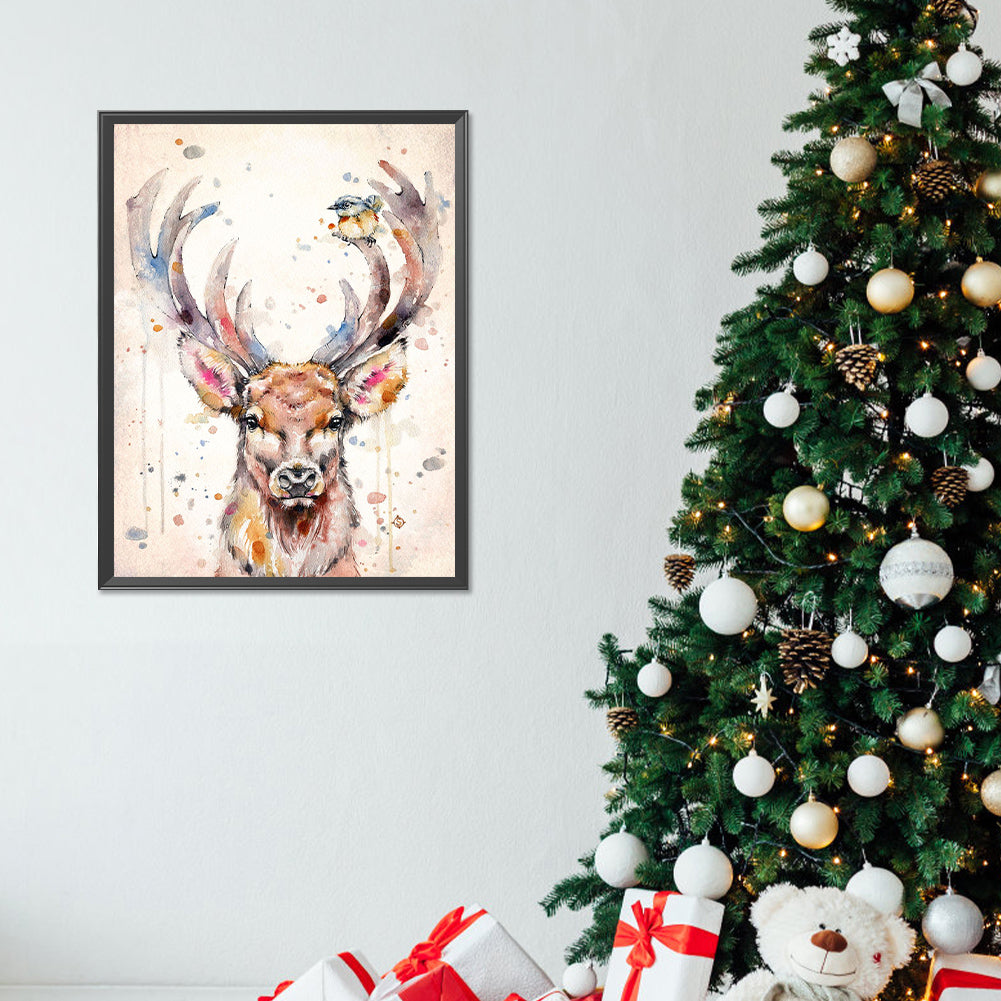 Watercolor Deer - Full Round Drill Diamond Painting 30*40CM