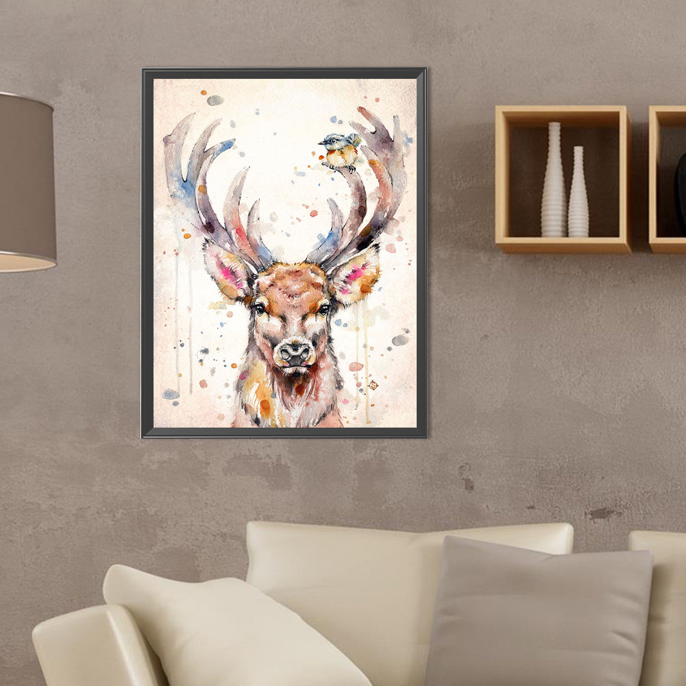 Watercolor Deer - Full Round Drill Diamond Painting 30*40CM
