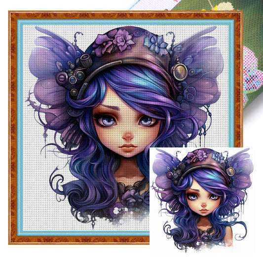 Big Eyed Butterfly Elf - 11CT Stamped Cross Stitch 50*50CM