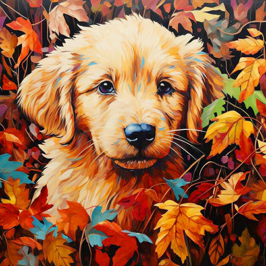 Maple Leaf Dog - Full Round Drill Diamond Painting 40*40CM