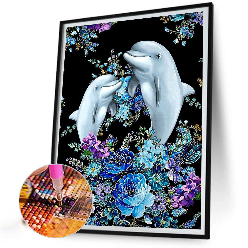 Double Dolphins - Full Round Drill Diamond Painting 40*50CM