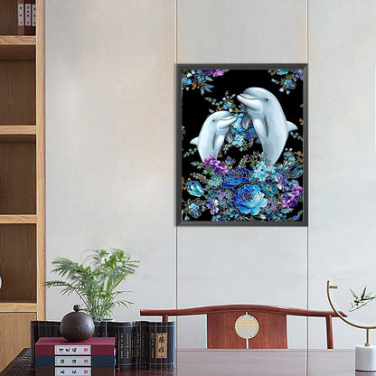 Double Dolphins - Full Round Drill Diamond Painting 40*50CM