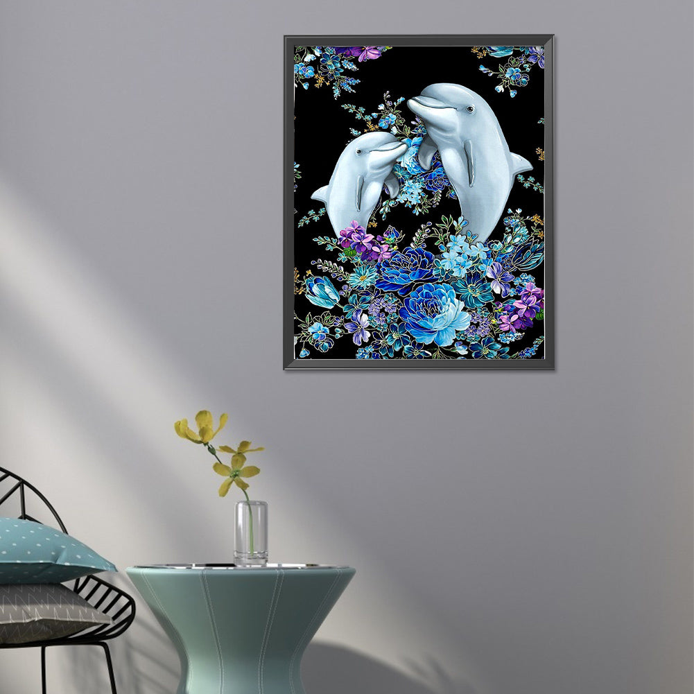 Double Dolphins - Full Round Drill Diamond Painting 40*50CM