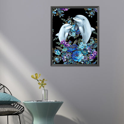 Double Dolphins - Full Round Drill Diamond Painting 40*50CM