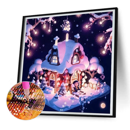 Snow Cabin - Full Round Drill Diamond Painting 30*30CM