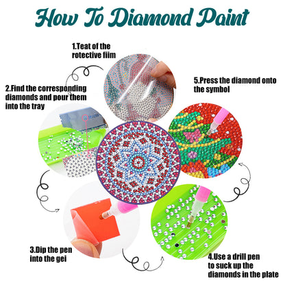 8PCS Wooden Special Shape Diamond Painting Art Coaster Kit (Mandala)